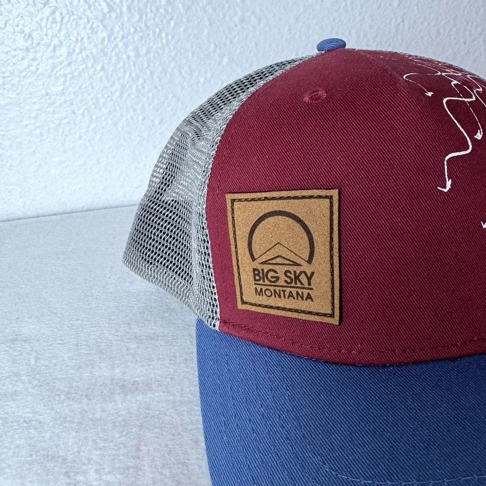 Locale Big Sky Montana Trucker Hat Cap SnapBack Mesh Red Blue Adjustable